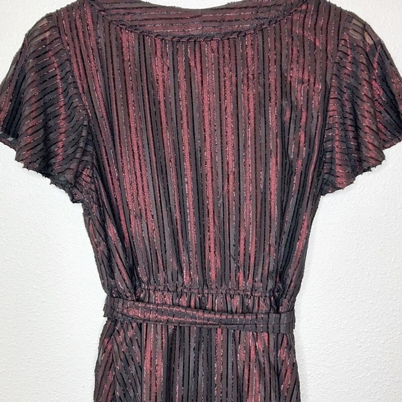 Modcloth Your Time to Shine Metallic Red Black Maxi Dress Size XL floral short - Picture 4 of 7